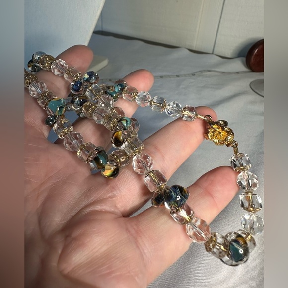 Vintage Crystal and art glass bead necklace - Picture 8 of 10